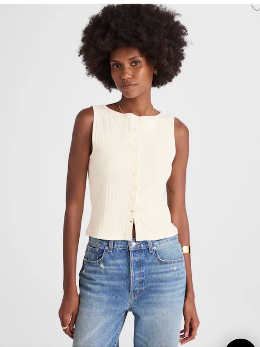 Madewell Ribbed Crewneck Shell Top Ivory M